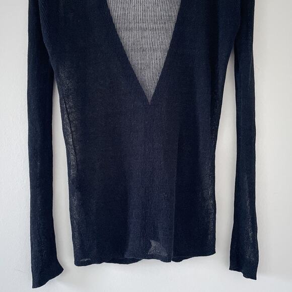 Rag & Bone New York Black Knit Linen Fitted Deep V Cardigan Sz S Minimal Goth - Picture 6 of 9